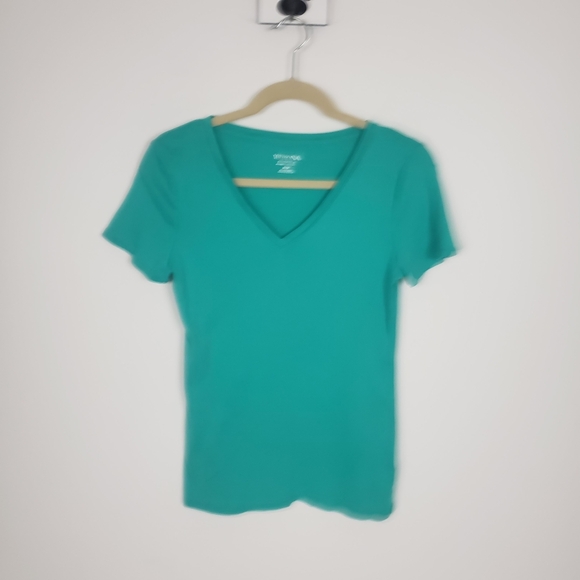 Merona Tee Green Ultimate Supreme V-neck Basic Cotton Sz M - Picture 1 of 4